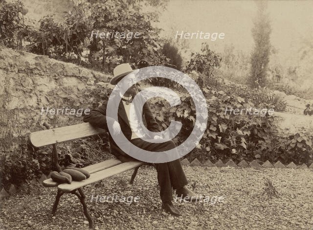 Anton Chekhov (1860-1904) in his garden in Yalta, 1902. Creator: Anonymous.
