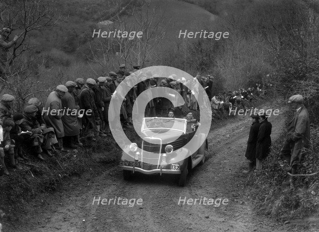 Ford V8 of CAH Cann competing in the MCC Lands End Trial, 1935. Artist: Bill Brunell.