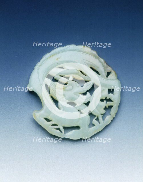 Jade openwork dragon plaque, Tang dynasty, China, 618-907. Artist: Unknown