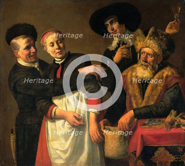 Mooy-Aal and her Suitors, c.1630-c.1640. Creator: Claes Cornelisz. Moeyaert.
