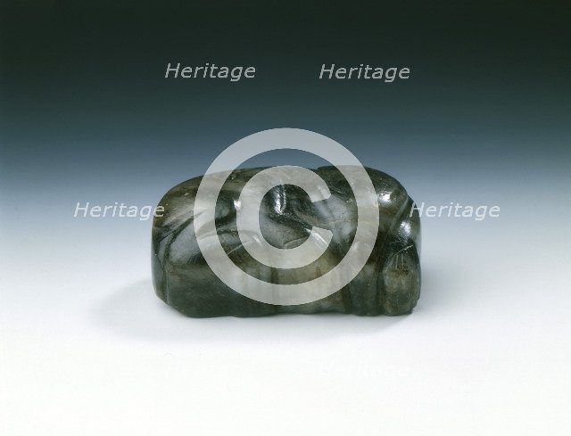 Black jade recumbent bear insert, Han dynasty, China, 206 BC-220. Artist: Unknown