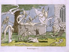 Skeletons and ghosts in a graveyard, 1808.  Creator: Unknown.