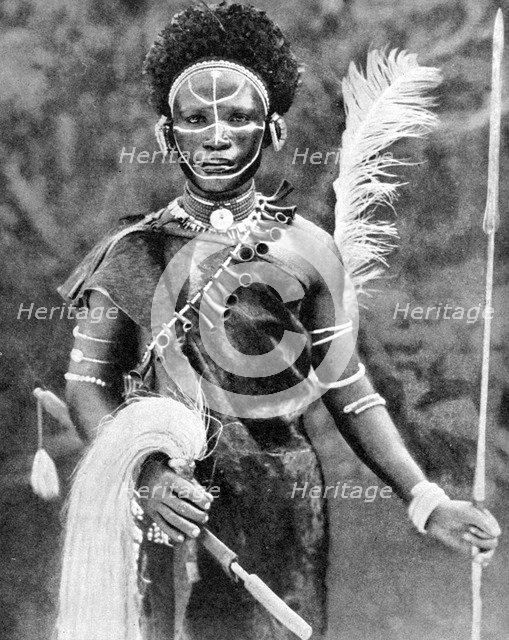A Kikuyu warrior, Kenya, 1936.Artist: Martin Johnson