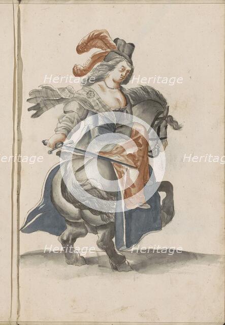 Female rider with sword, 1696. Creator: Hendrick van Beaumont.