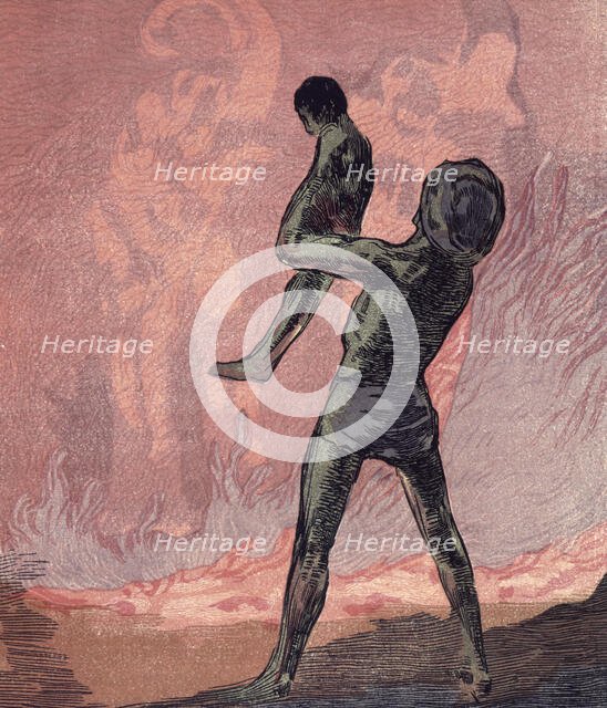 Man and child, 1919.  Creator: Paul Jouve.