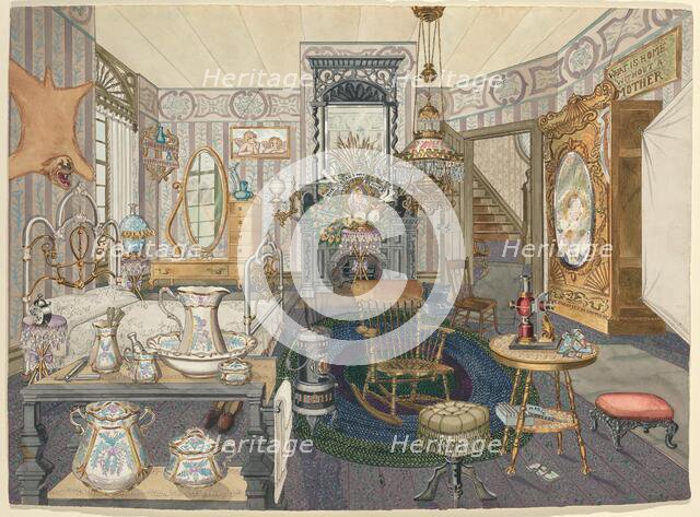 Room House Bed-Living Room, 1935/1942. Creator: Perkins Harnly.