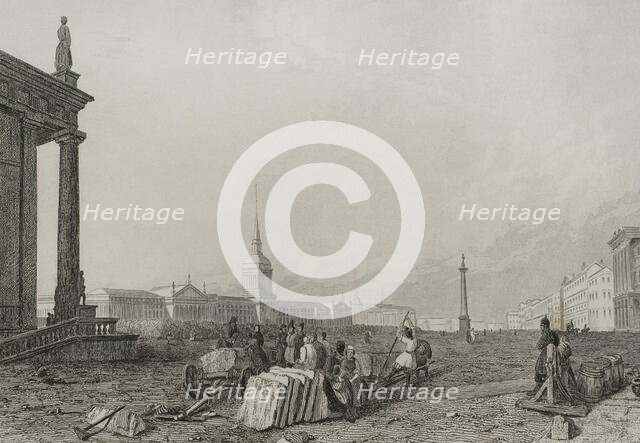 The Admiralty building square, Saint Petersburg, Russia, 1839. Creator: Augustin François Lemaitre.