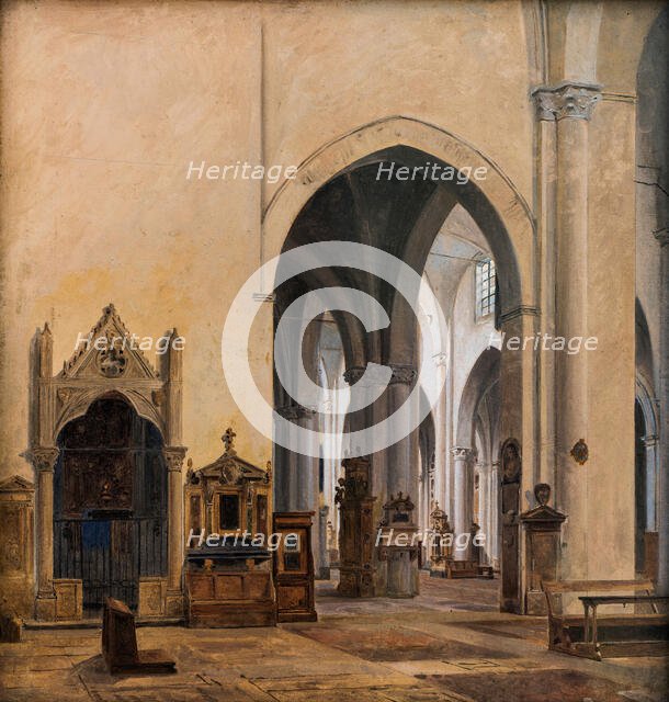 The interior of S. Maria sopra Minerva in Rome, 1839. Creator: Constantin Hansen.