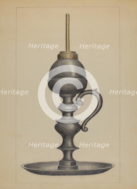 Camphene Lamp, c. 1936. Creator: Herman Bader.