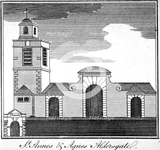 St Anne and St Agnes, Gresham Street, City of London, 1750.                                          Artist: Anon