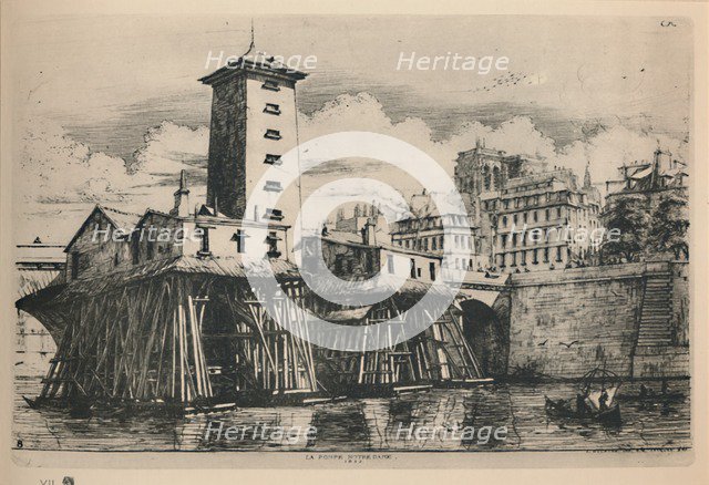 'La Pompe Notre-Dame (9th State, 6 3/4 x 9 7/8 Inches)', 1852, (1927). Artist: Charles Meryon.