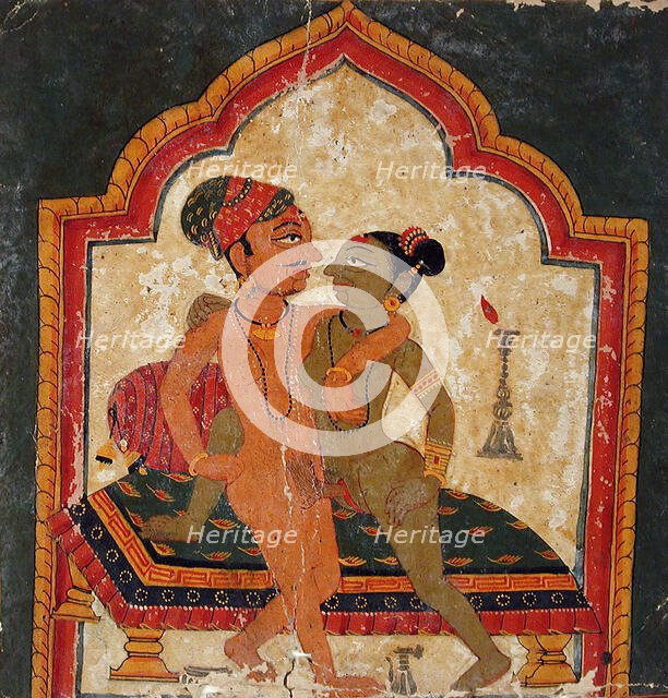 Lovers Embracing, Folio from an Album of Erotica, c1675. Creator: Unknown.