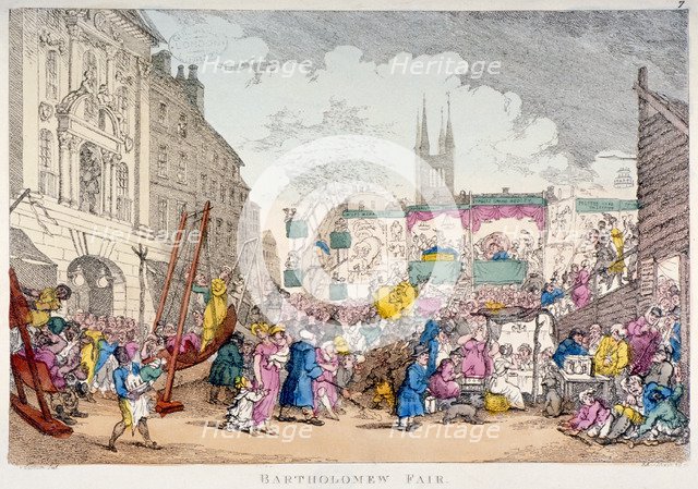 Bartholomew Fair, West Smithfield, City of London, 1813.                                Artist: Thomas Rowlandson