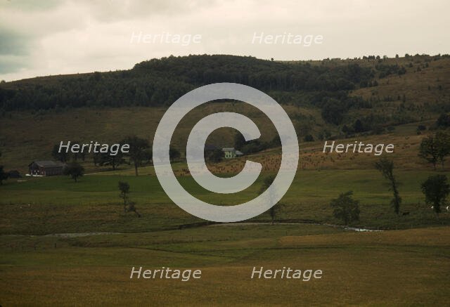Farmland in the vicinity of Mt. Sneffels, Ouray County, Colorado, 1940. Creator: Russell Lee.