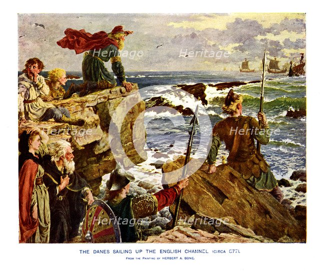 The Danes Sailing up the English Channel, c877 AD, (19th century). Artist: Unknown