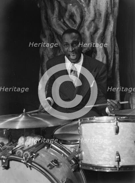 Portrait of Cozy Cole, Ole South, Washington, D.C., 1938. Creator: William Paul Gottlieb.