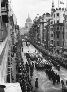 Sir Winston Churchill's funeral procession passing down Fleet Street, London, 30th January 1965. Artist: Unknown