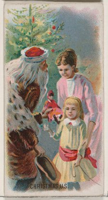 Christmas, United States, from the Holidays series (N80) for Duke brand cigarettes, 1890., 1890. Creator: George S. Harris & Sons.