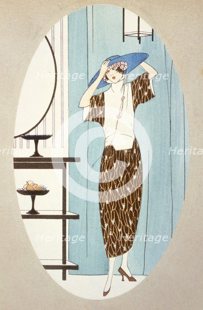 Lady Trying on a Hat,  from Art Gout Beaute, 1921 (pochoir print)