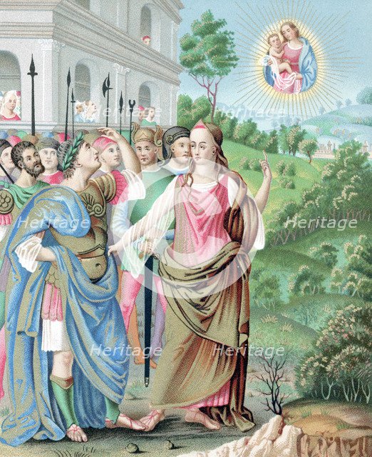 The Tiburtine Sibyl announcing to Caesar the coming of Jesus, 16th century. Artist: Unknown