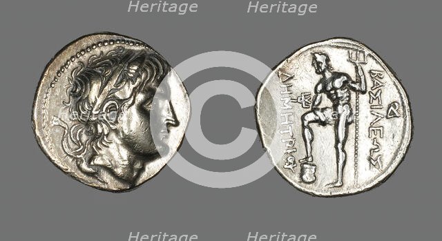Tetradrachm (Coin) Portraying Demetrios I of Macedonia, 289-288 BCE. Creator: Unknown.