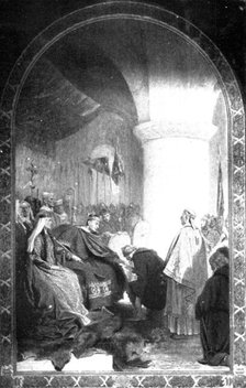 Pictures from the Royal Academy: William the Conqueror Granting a Charter... - Seymour Lucas, 1898. Creator: Unknown.
