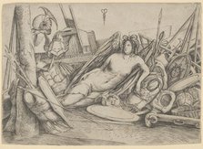 Victory reclining amid trophies, ca. 1498-1500. Creator: Jacopo de' Barbari.