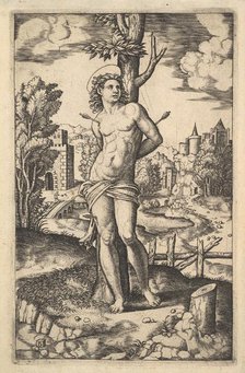 Saint Sebastian tied to a tree pierced by arrows, 1530-60. Creator: Master of the Die.
