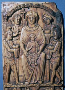 Ivory panel of the adoration of the magi, 6th century. Artist: Unknown