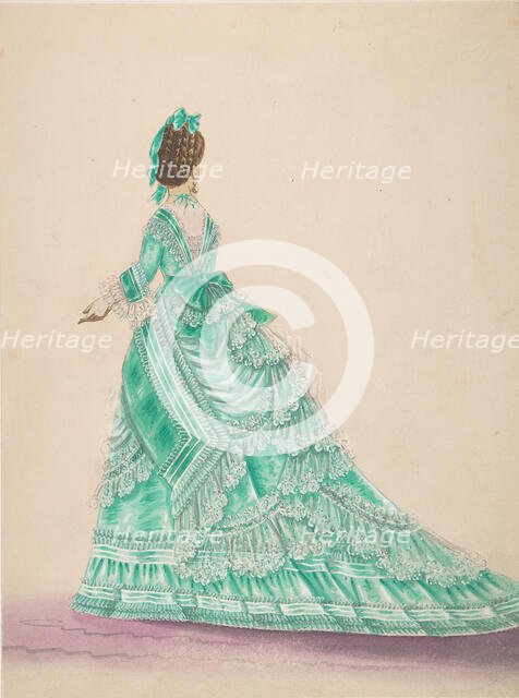 Fashion Study: Woman in a Green Dress, 19th century. Creator: Anon.