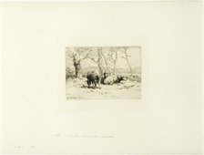 Sheep and Five Trees, 1868. Creator: Charles Emile Jacque.