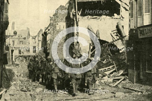 British troops in Péronne, northern France, First World War, 18 March 1917, (c1920). Creator: Unknown.