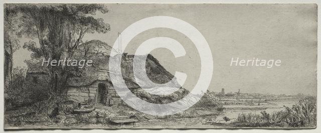 Landscape with a Cottage and a Large Tree, 1641. Creator: Rembrandt van Rijn (Dutch, 1606-1669).