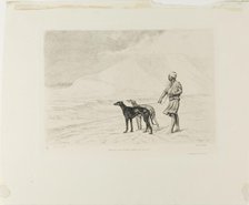 Relay of Dogs in the Desert, c. 1866. Creator: Paul Adolphe Rajon.