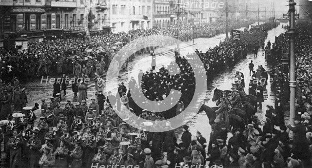 A mourning ceremony for victims of the February Revolution, Russia, 5 April, 1917. Artist: Anon