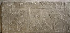 Relief depicting scribes, Mastaba of Mereruka, Saqqara, Egypt, Old Kingdom, 2340 BC (2003). Creator: Unknown.