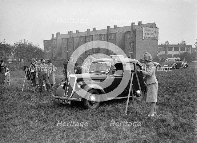 Standard Flying Ten at the Standard Car Owners Club Gymkhana, 8 May 1938. Artist: Bill Brunell.