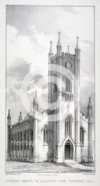 Church of St Peter de Beauvoir Town, Hackney, London, 1841. Artist: Dean and Munday