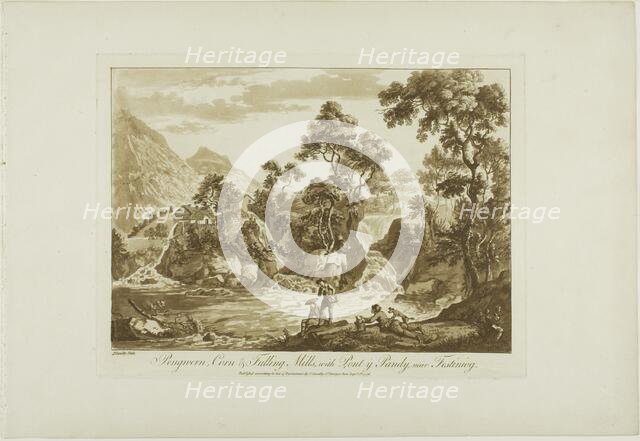 Pengnern Corn and Fulling Mills, with Pont y Pandy, Near Festiniog, 1776. Creator: Paul Sandby.