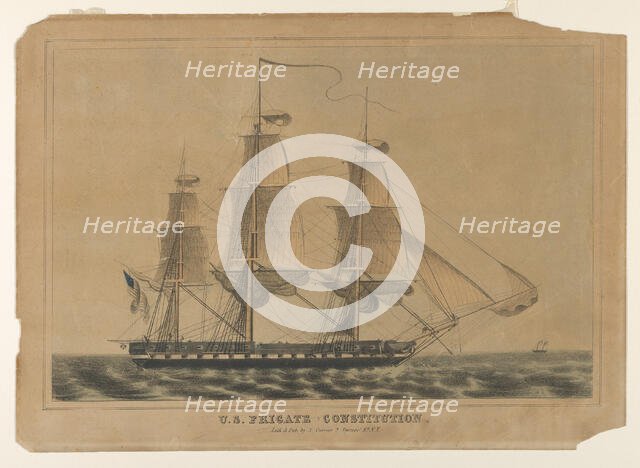 U.S. Frigate Constitution, 1838-46., 1838-46. Creator: Nathaniel Currier.