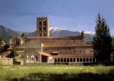 Overview of the Benedictine monastery of Sant Miquel de Cuixa, building founded in the ninth cent…