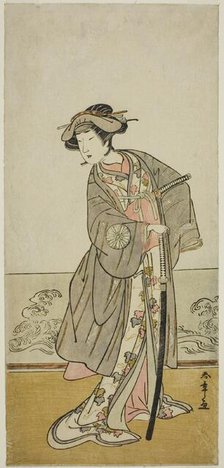 The Actor Nakamura Tomijuro I as Lady Hangaku (Hangaku Gozen) in the Play Wada-..., c. 1777. Creator: Shunsho.