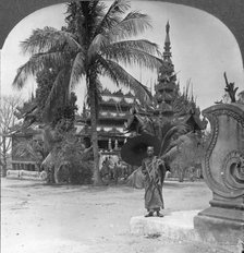 Buddhist monastery used as a priests' home and school, Mandalay, Burma, 1908. Artist: Stereo Travel Co