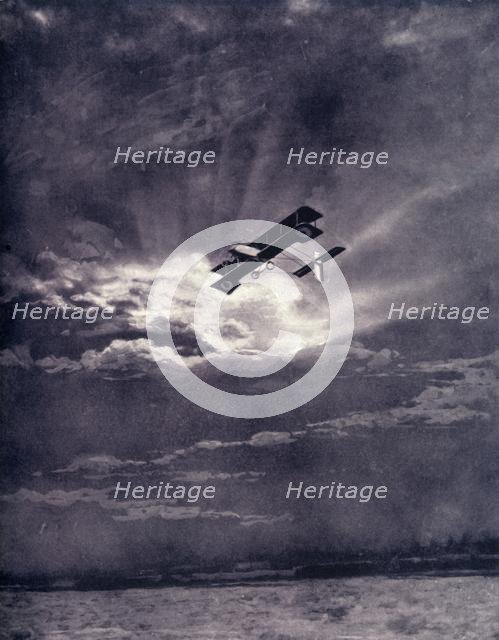 'British Airman Returning at Sunset After Successful Journey', 1917. Creator: Unknown.