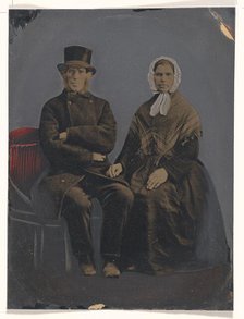 Portrait of seated couple, 1860s-1880s. Creator: Unknown.