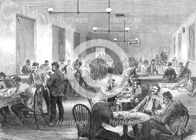 The Camp at Aldershott: soldiers' recreation room, 1868. Creator: Mason Jackson.