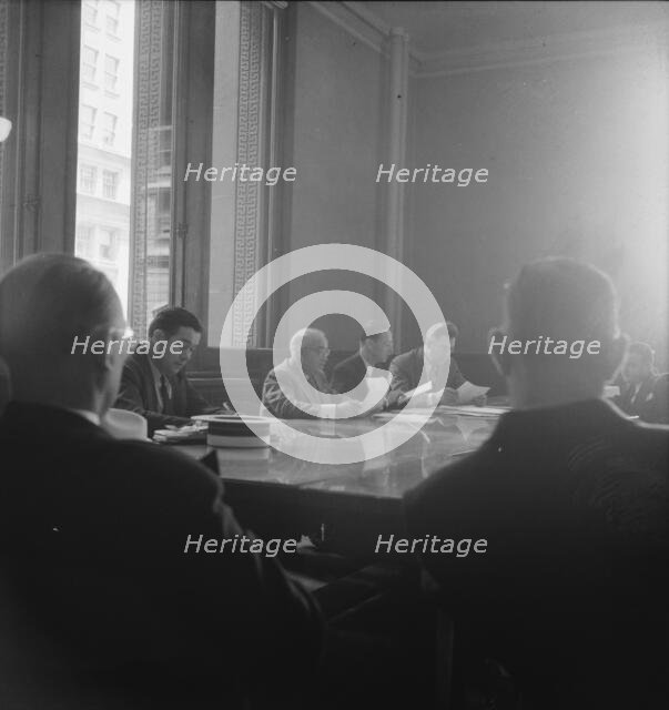Committee of Chicago board of aldermen in city hall, Chicago, Illinois, 1939. Creator: Dorothea Lange.