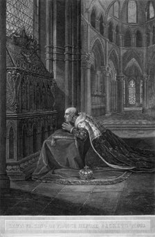 Louis VII, King of France before Becket's tomb, Canterbury Cathedral, 12th century (1800).Artist: W Sharp