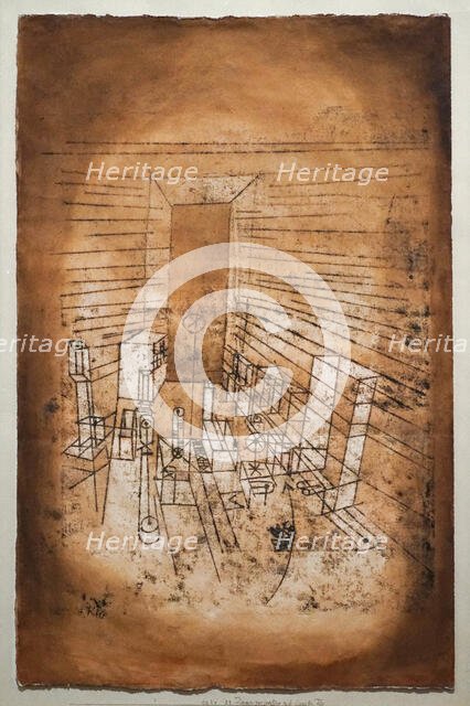 Room Perspective with Dark Door, 1921. Creator: Klee, Paul (1879-1940).