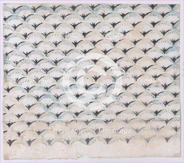 Sheet with overall curved abstract pattern, 19th century. Creator: Anon.